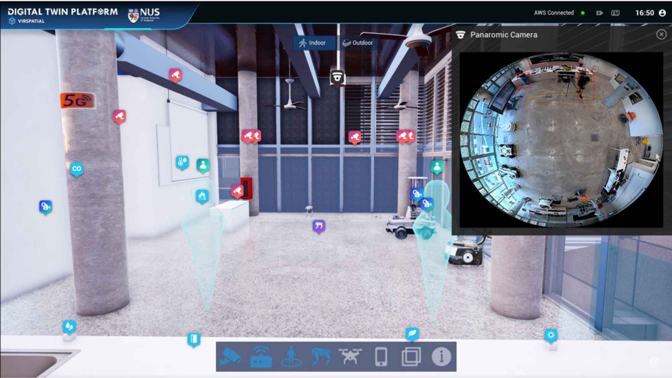 Figure 2: Real-time people tracking and counting in the C5GDBT’s DT